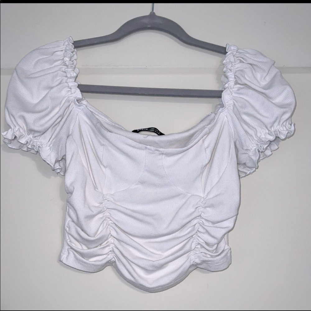 Shein White Ribbed Crop Top